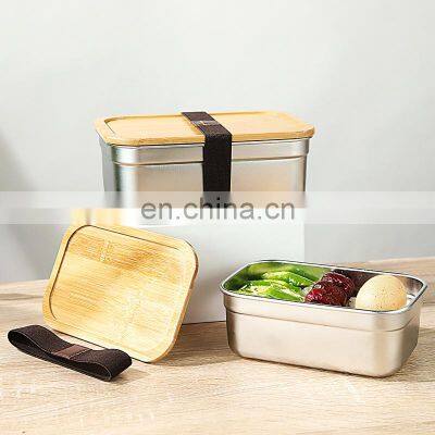 New Arrival Airtight Adult Portable Wooden Eco Friendly Custom Tiffin Metal Stainless Steel Bento Lunch Box