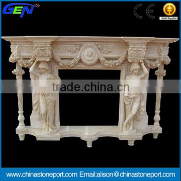 Western Style Antique Indoor Egypt Yellow Marble Fireplaces