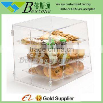 clear acrylic display case, acrylic food showcase, acrylic bread box