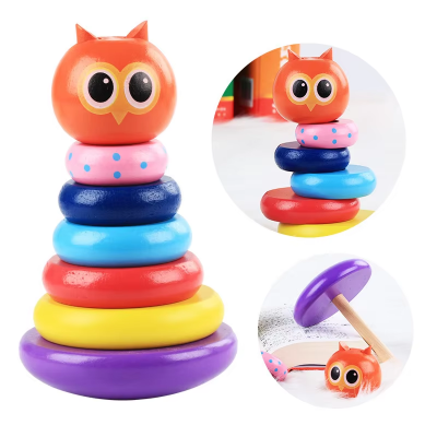 Wholesale Wooden Seven-Color Tower Rainbow Building Blocks Stacked Puzzle Toys for Children photo-5