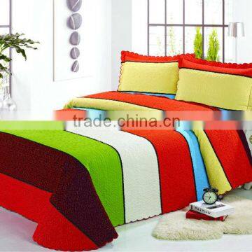 3 Pcs Gorgeous Sanded Quilt Bed Set Stripe Design In Multi Color