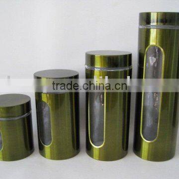 glass canister with color casing