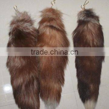 Large Fox Tail Fur Tassel Luxury Keychain Bag Tag Red Charm Keyring Strap Chain