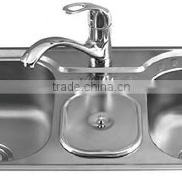 Triple bowls stainless steel kitchen sink