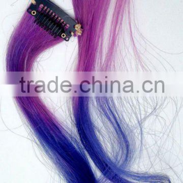 Tie Dye 100% Human Hair Extensions Blue And Purple Color