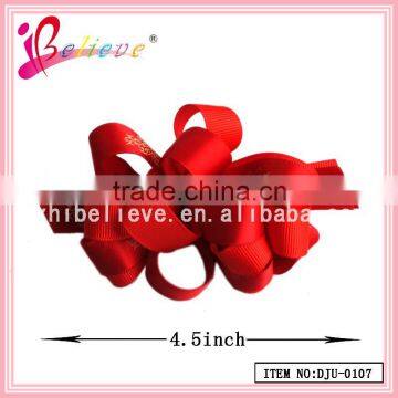 Elegant red hair accessories for women,frizzy ribbon flower french barrette hair clips