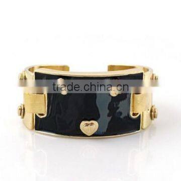 New wrist band 2015 pulseirasb brand gold black heart punk bracelets & bangles women jewelry cuff pulseira ouro indian bangle