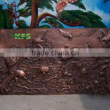 Bronze delicate bird and scenery relief sculpture