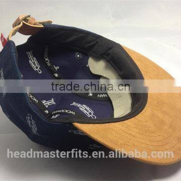 Blank Cotton Twill 5 Panel Print Flat Suede Brim Strap Back Cap photo-4