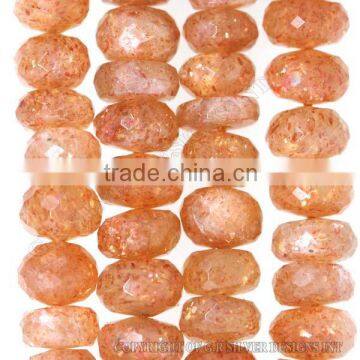 sunstone faceted beads,wholesale gemstone beads jaipur,faceted briolette beads