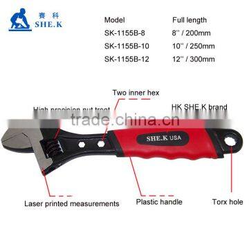 150-300mm high class black finish plastic handle adjustable wrench