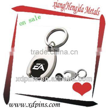 zinc alloy trolley coin keychain/golf keychain