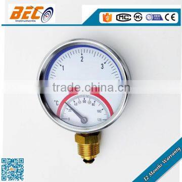 YW-100A black steel brass connection case double needle pressure gauge