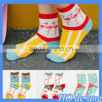 Hogift 2016 girls socks wholesale Korea lovely flamingo cotton socks MHo-79