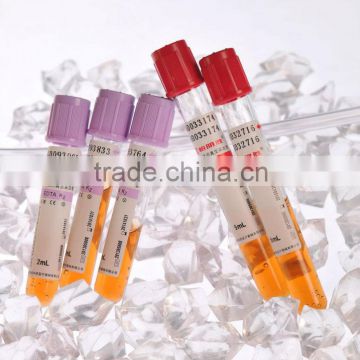 PET/Glass medical disposable sterile vacuum blood collection tube with CE&ISO approval/plain tube