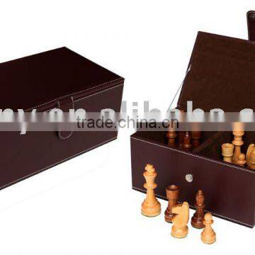 Leather Chess Case for 4" H King Chessmen