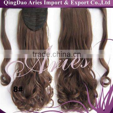 Chocolate color wrap around ponytails hair piece