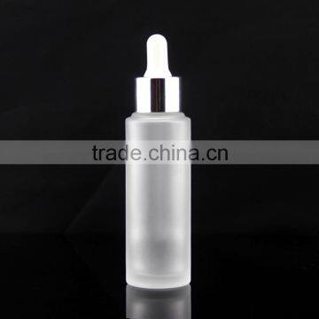 high quality frosted bottle with dropper in silver