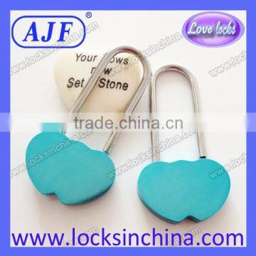 AJF New Arrival Only Manufacturer Long Hook Aluminium Different Color Double Heart Padlock