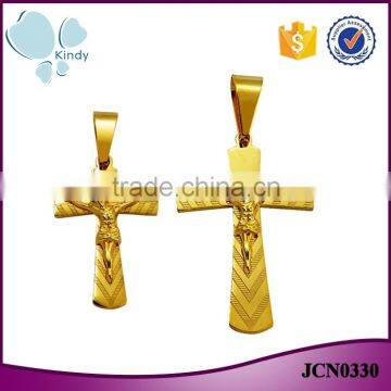 China wholesale JCN0330 stainless steel gold Jesus cross necklace pendant