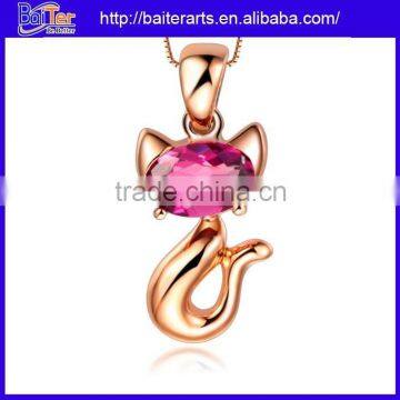 Custom wholesale silver small pendant design gold fox pendant