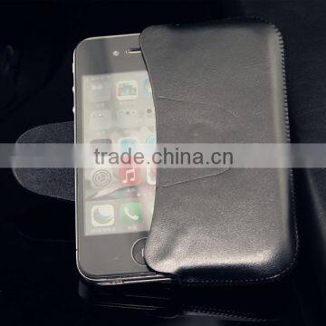 2014 factory Real leather Wallet Cover case for iphone 4 4s