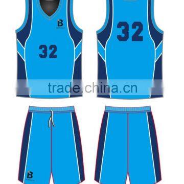 Custom Hot Sale Good Quality Blue Pro Team Basketball Uniforms