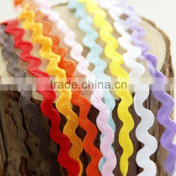 100% Polyester Ric Rac Ribbon Wave Edge Rayon Ribbon