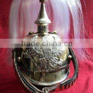copper german pickelhaube helmet with Nylon hair. German army helmet