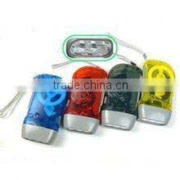 3 led promotional hand dynamo / crank / press torch