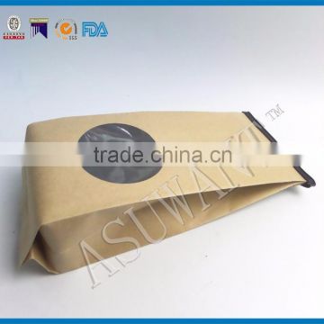 wholesale side gusset Kraft paper bag packaging with oval clear window/Tin tie