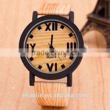 Wooden Style women men watches fashion wristwatches leather strap quartz watches analog quartz clocks