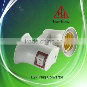 HAOHONG two pin plastic E27 plug convertor