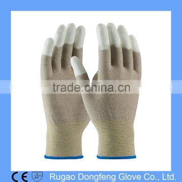 Seamless Knit Nylon/Copper Fiber Electrostatic Dissipative ESD Glove with Polyurethane Coated Smooth Grip on Fingertips