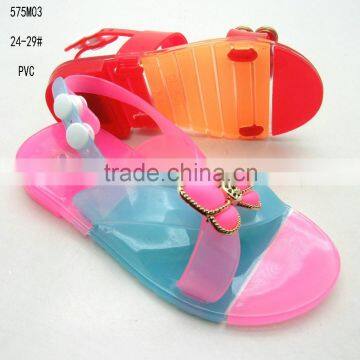 PVC sandals with bowknot ,crystal jelly girls sandals would light-emitting