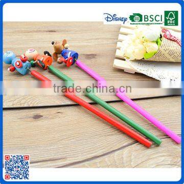 Wholesale high quality 7 inch wooden HB pencil with toy for children