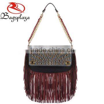 HD28-021 Newest trend faux leather fringe bags women handbags mini