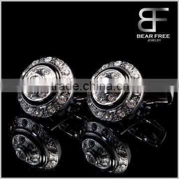 Luxury bridegroom Enamel Cufflinks with CZ inlaid Round Shape