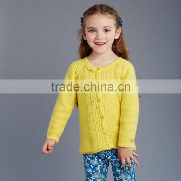 DK0022 dave bella 2015 autumn girls boutique sweater children's clothes girls yellow sweater children's fashionable sweater