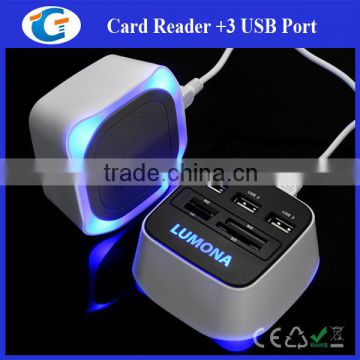 Hot Sale USB 2.0 Cube Hub Combo Card Reader