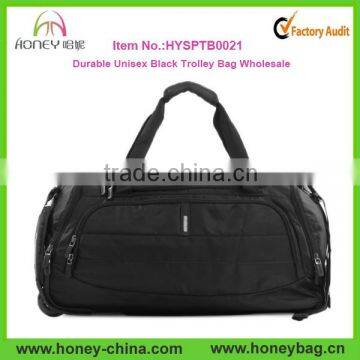 Durable Nylon Unisex Black Trolley Bag With Wheels Wholesale