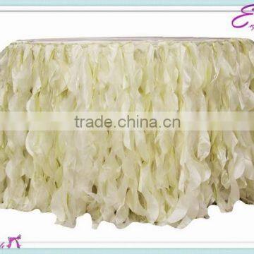 YHK#48 curly table skirt - polyester banquet wedding wholesale chair cover sash table cloth skirt linen                        
                                                Quality Choice