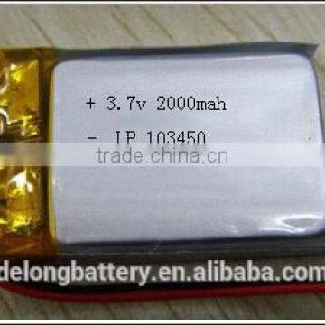 Shenzhen factory OEM/ODM 103450 3.7v 2000mah li-ion polymer battery for difital device power tools.