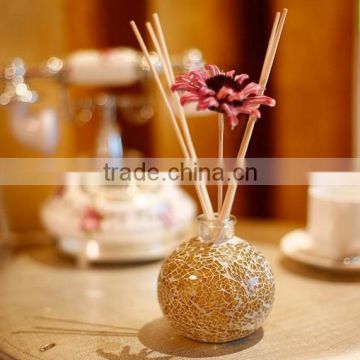 120ml colored glaze glass bottle aroma reed diffuser with rattan sticks and sunflower