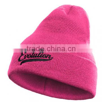 100% Acrylic Custom Hats Beanie Hat With Leather Label/Patch Custom Beanie