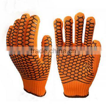 Orange PVC Dotted Working Gloves for Industry