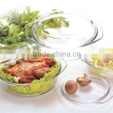 wholesale round clear pyrex glass bowl with glass lid for microwave oven baking