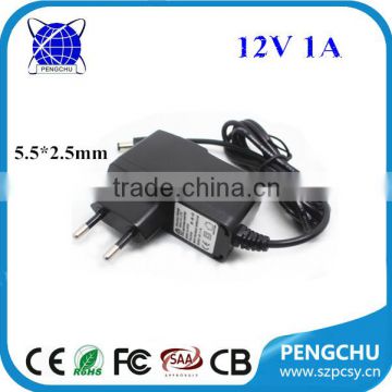 AC Adapter 12V 1A DC Output Power Adapter EU Plug 5.5*2.5MM DC Plug