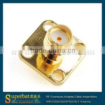 SMA 4 hole panel mount jack with tab terminal sma gold connector