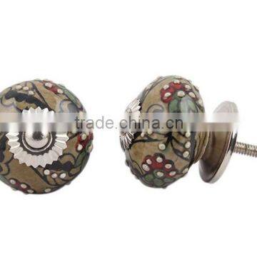 Designer Painted & Dotted Knobs with Metal Fittings - 1.5 Inch Dia.